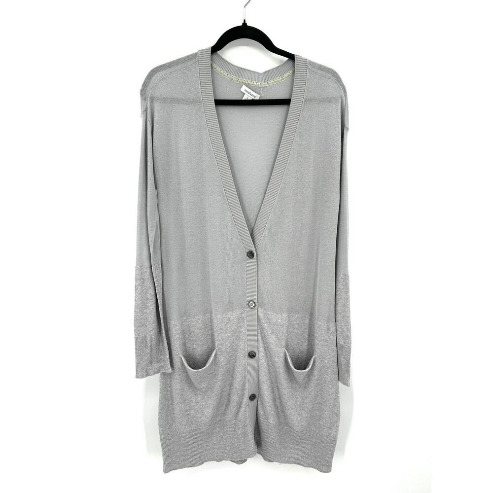 SUNDANCE Gray Lightweight Superfine Merino Wool Long Line Cardigan Sweater Small